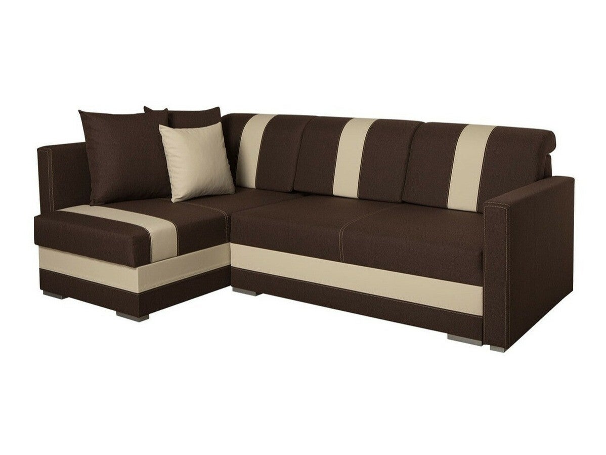 Canap D Angle Edinburg Marron Fonction De Couchage Bo Te De