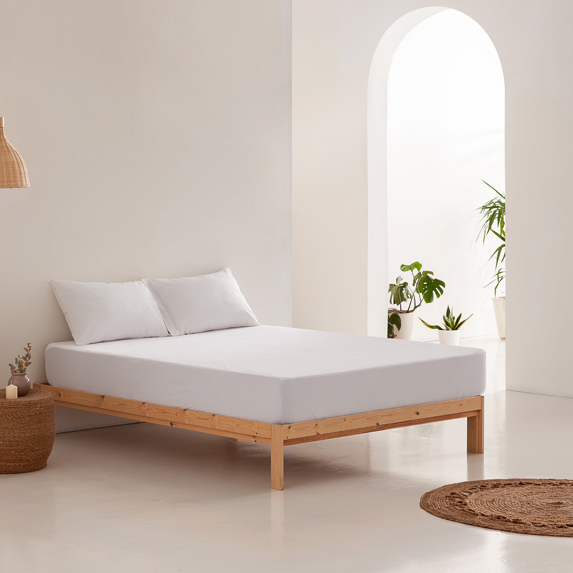 Protège matelas en éponge coton imperméable réglable blanc