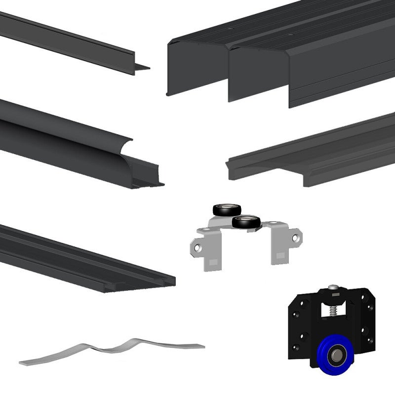 Kit Slid Up Aluminium Anodis Noir Pour Portes De Placard