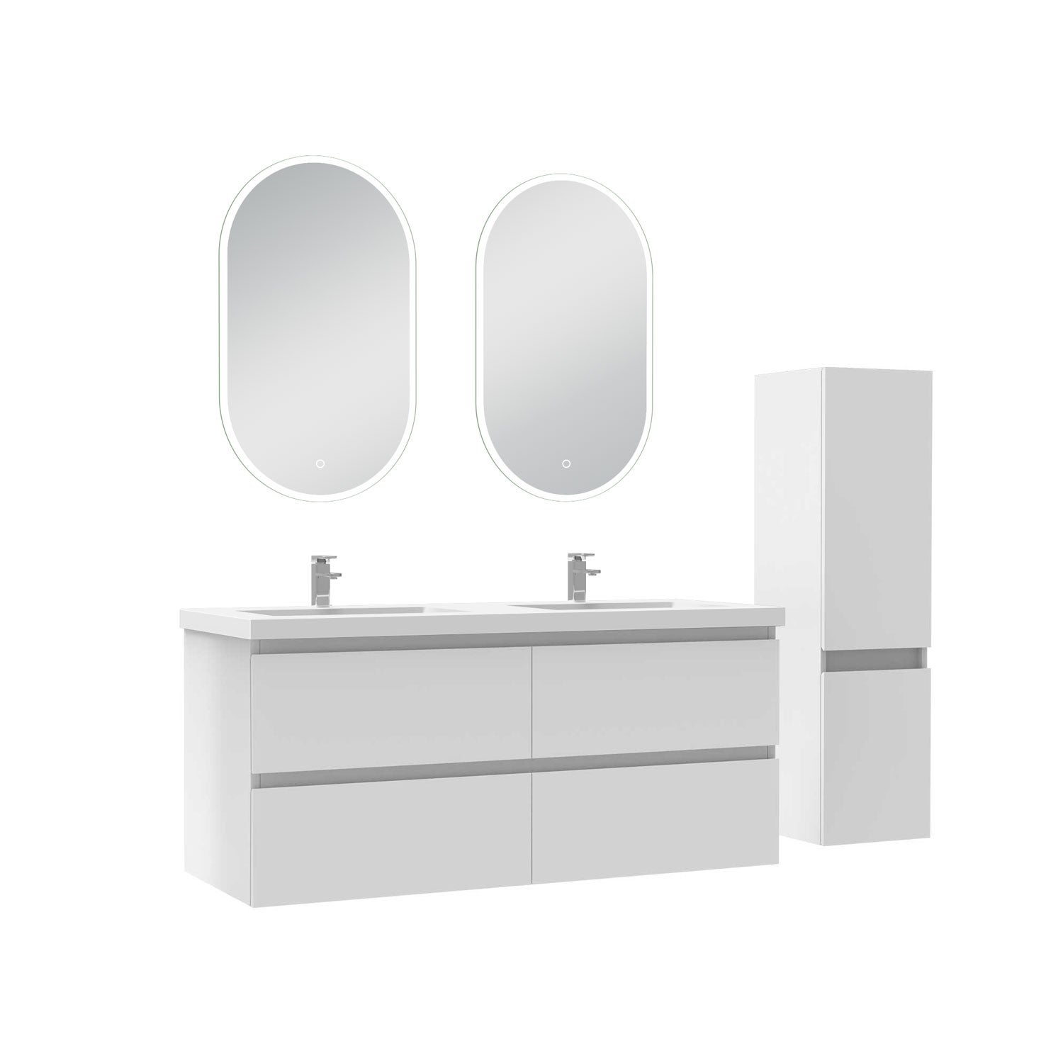 Ensemble Meubles Salle De Bain Cm Vasque Colonne Miroir Led