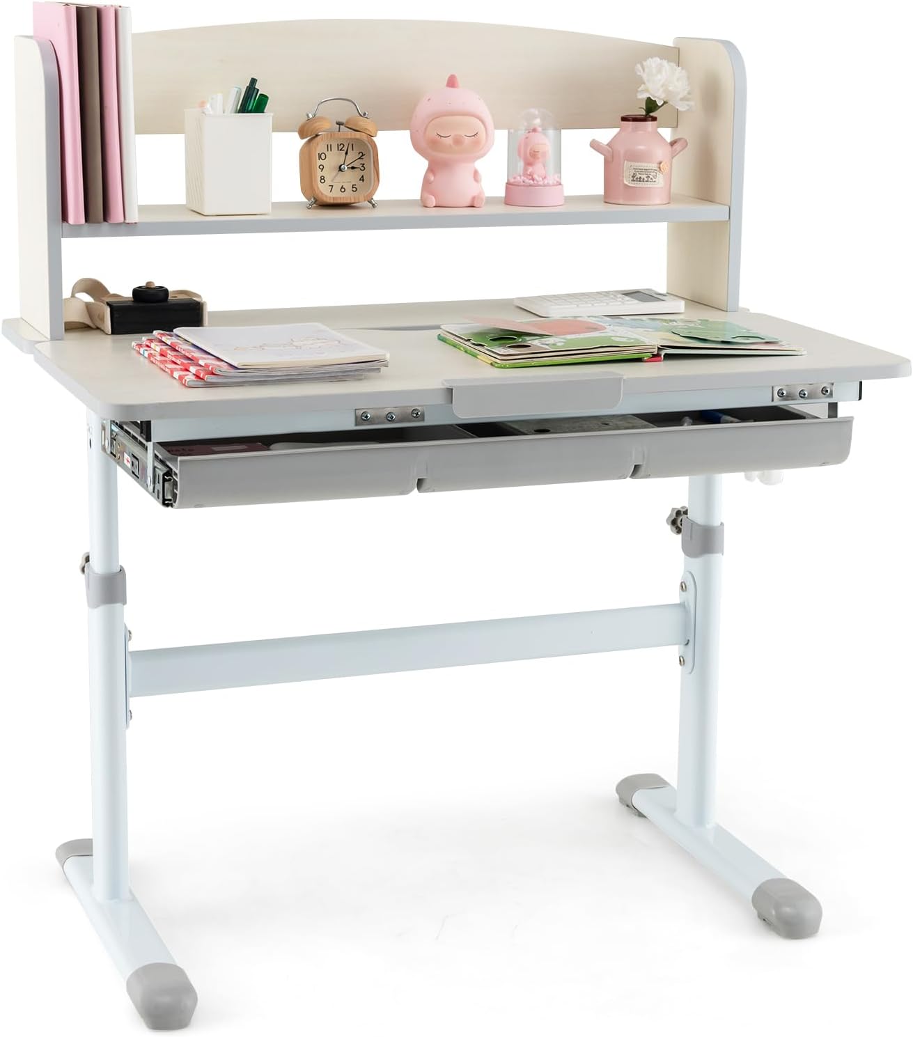 COSTWAY Bureau Enfants avec Réglable en Hauteur 50 5 73 cm Plateau