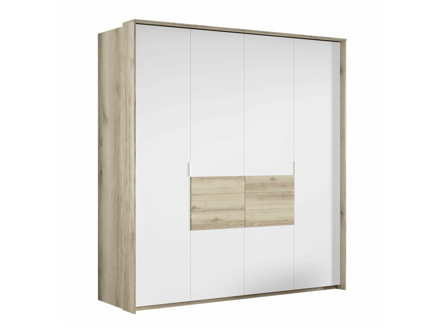 Armoire Honolulu 151 Blanc Chêne clair 217x208x65cm Portes d