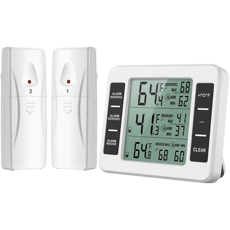 Thermomètre de Frigo Thermomètre de Réfrigérateur sans Fil avec 2