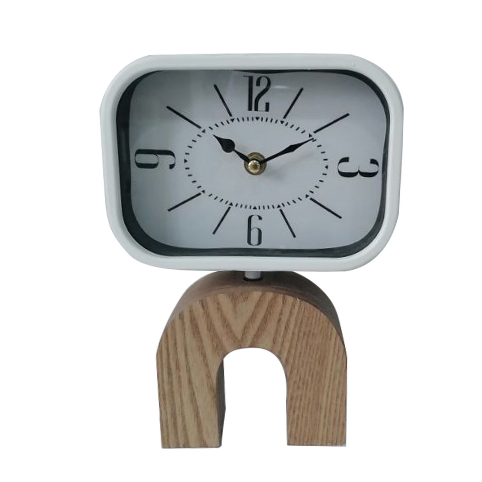 Rebecca Mobili Horloge Poser Horloges De Table Mdf M Tal Blanc Brun