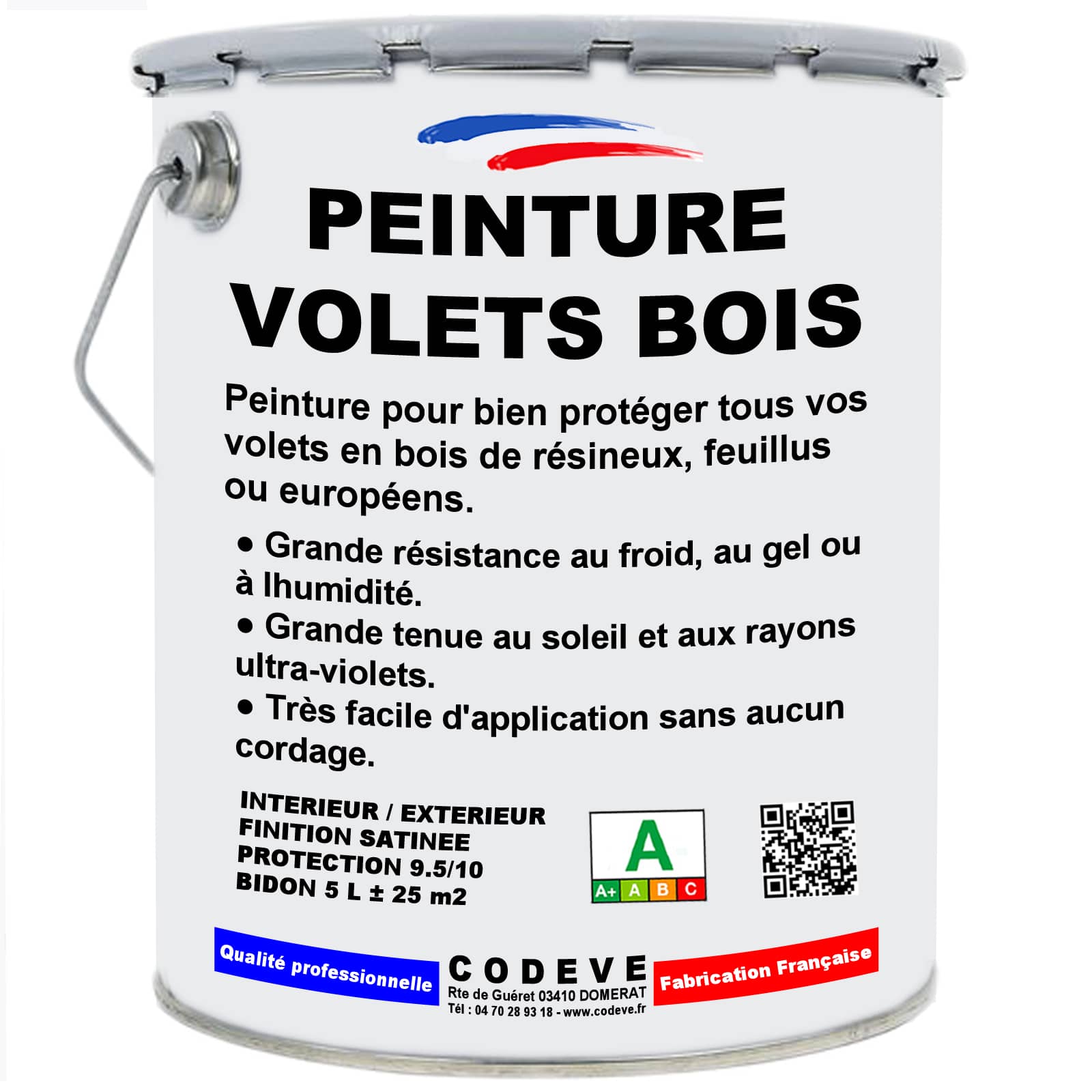 Peinture Volets Bois 5 L Codeve Bois RAL 7016 Gris Anthracite