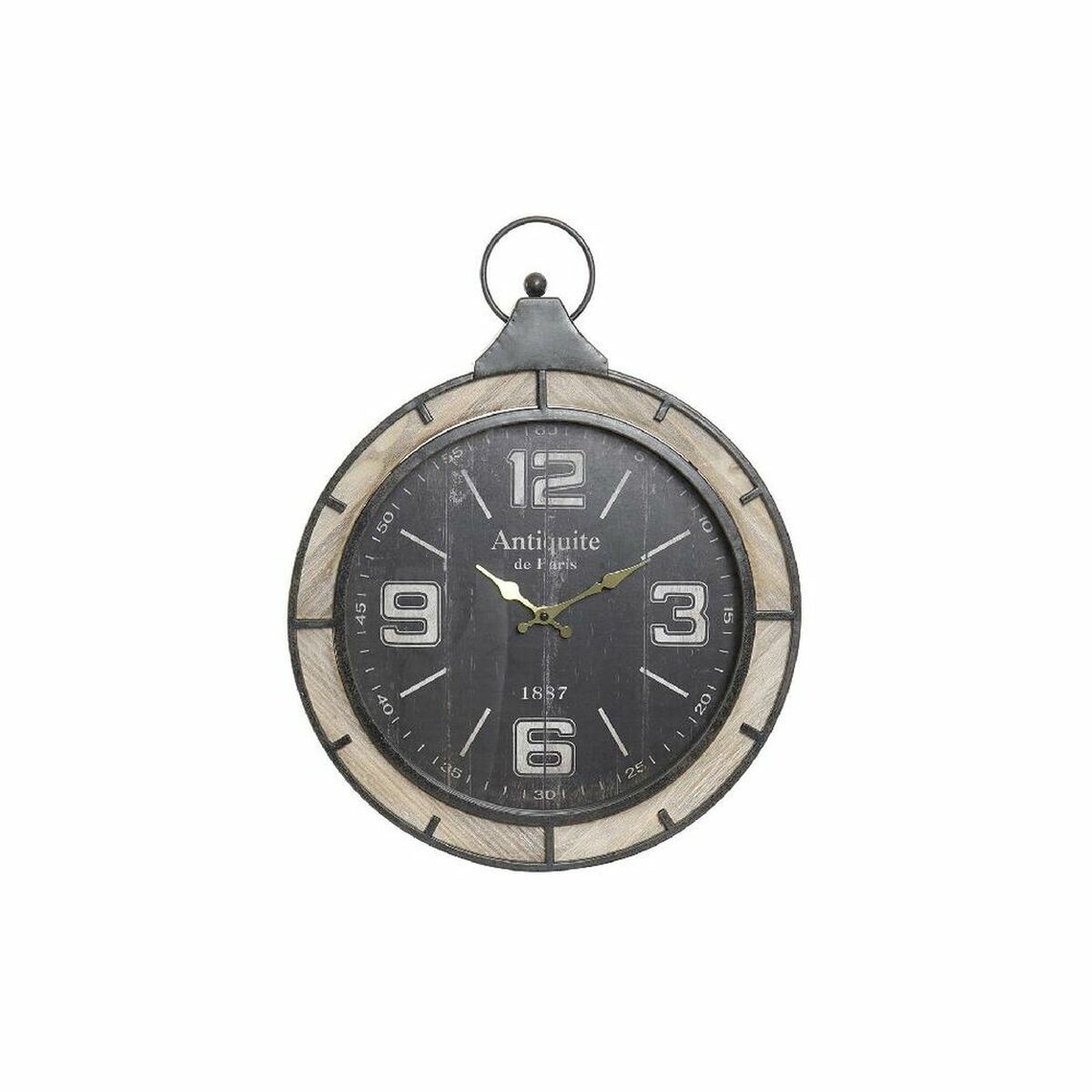 Reloj De Pared DKD Home Decor Negro Hierro Madera MDF 40 X 6 X 52 Cm