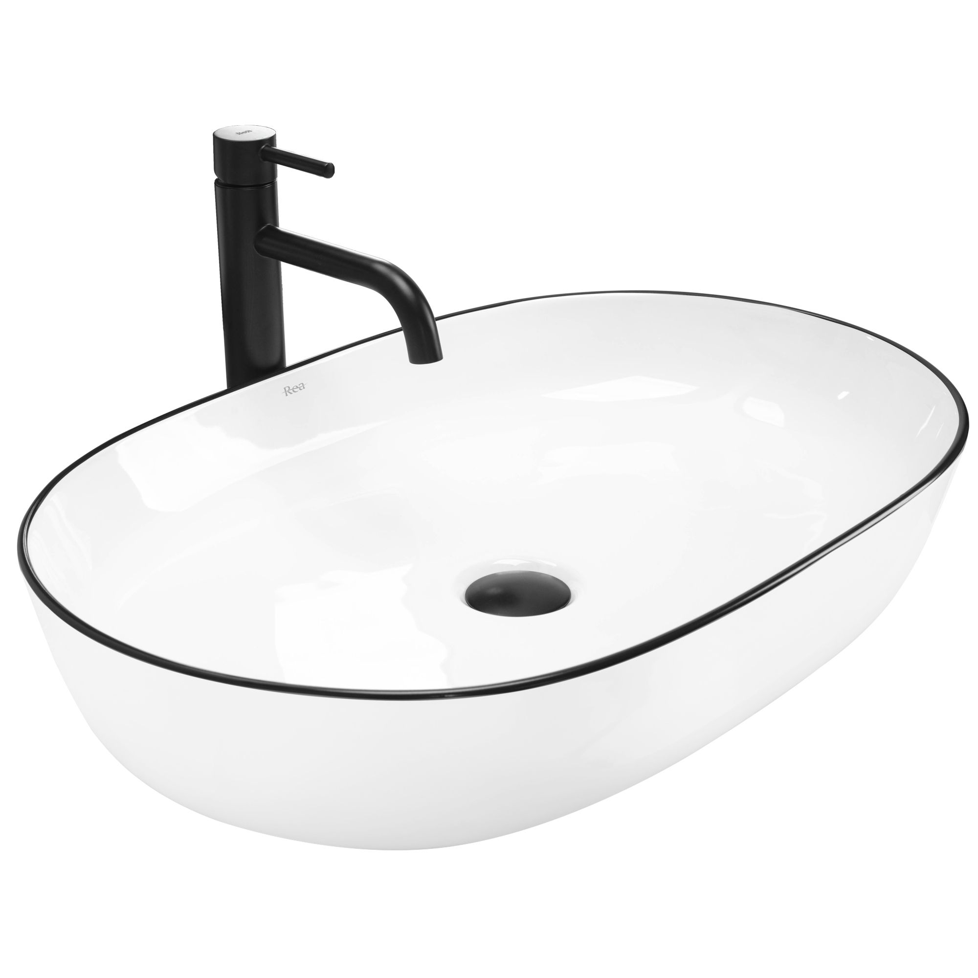 Lavabo Sobre Encimera Rea Cleo White Black Edge Leroy Merlin