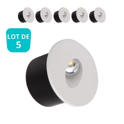 Lote De 5 Focos LED De Pared Redondos Blancos 3W 4000K Leroy Merlin