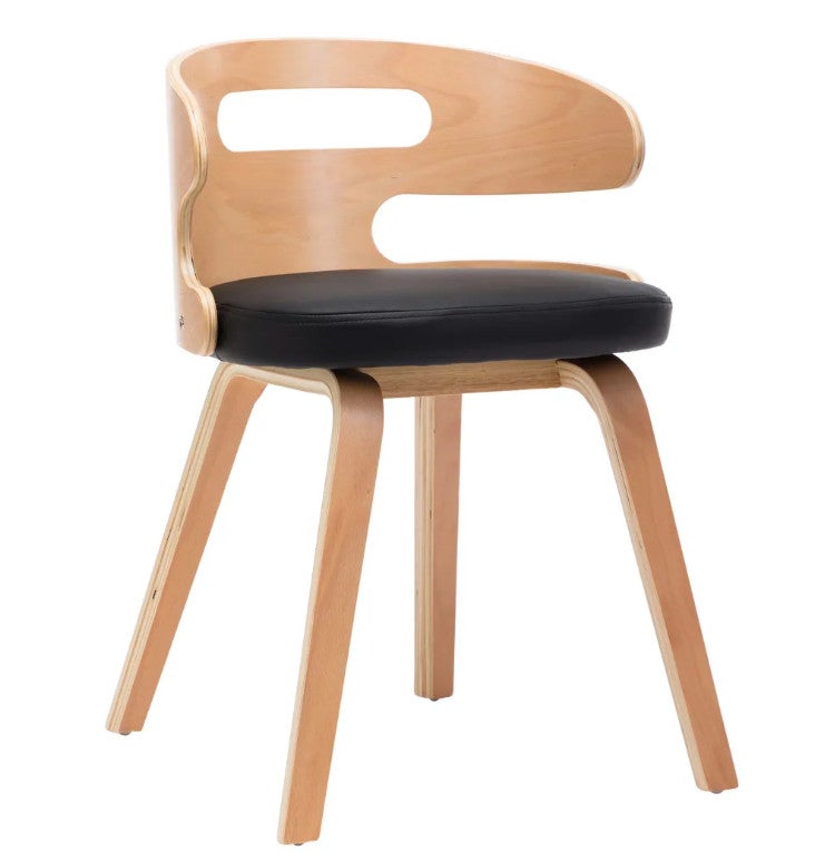 Silla De Comedor De Madera Curvada Y Cuero Sint Tico Negro Leroy Merlin