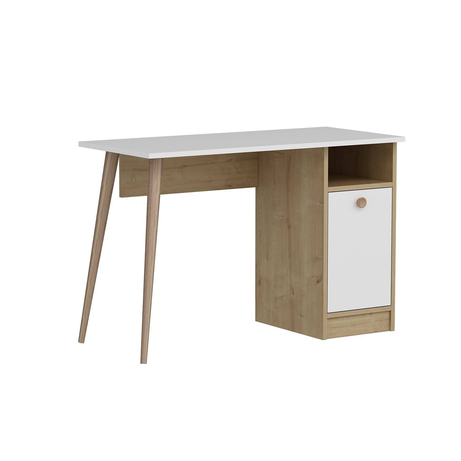 Mesa De Oficina Kailua Con Puertas X X Cm Blanco Roble