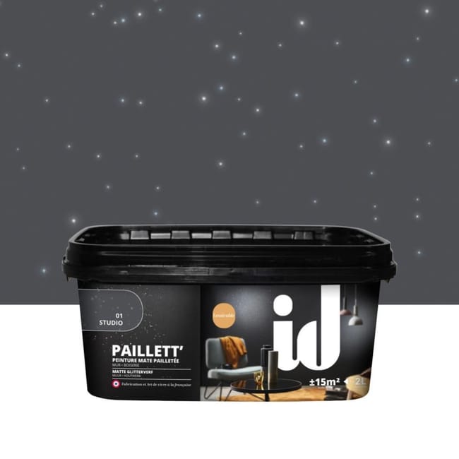 Peinture à effet, Paillett', noir studio, 2 l | Leroy Merlin