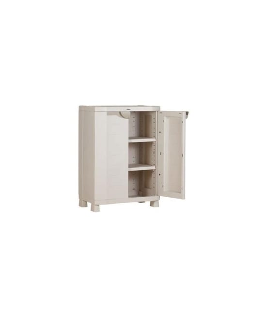 Plastiken Armoire De Rangement Basse 2 Grandes Portes Leroy Merlin