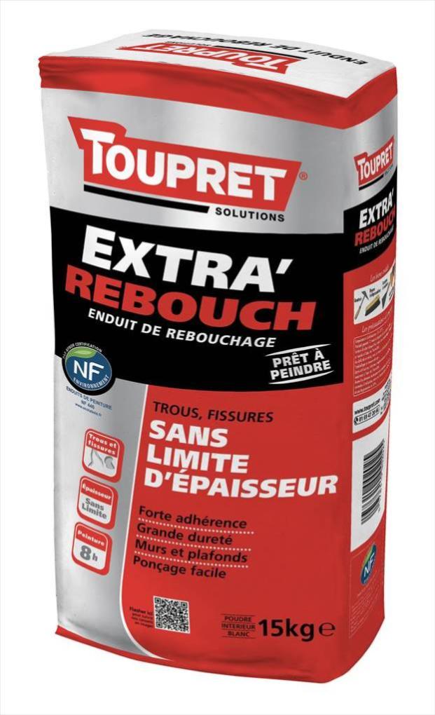 Enduit de rebouchage  TOUPRET Extra rebouch 15 kg en poudre 