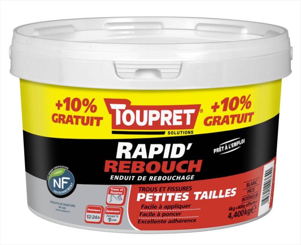 Enduit de rebouchage  TOUPRET Rapid rebouch 4 kg en p te 