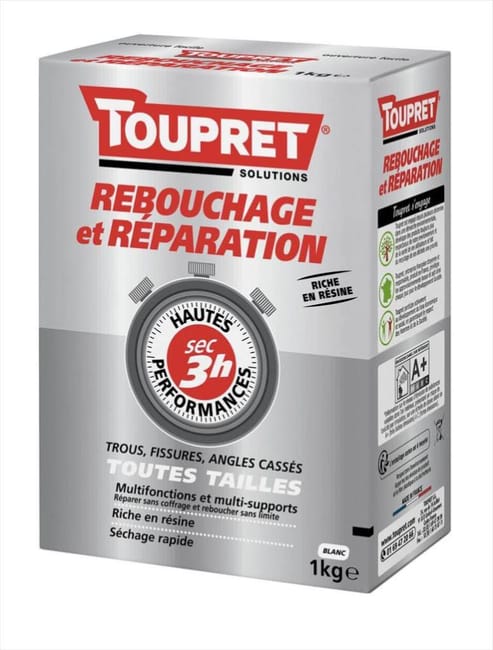 Enduit de rebouchage TOUPRET Haute performance 1kg en Enduit de rebouchage TOUPRET Haute performance 1kg en
