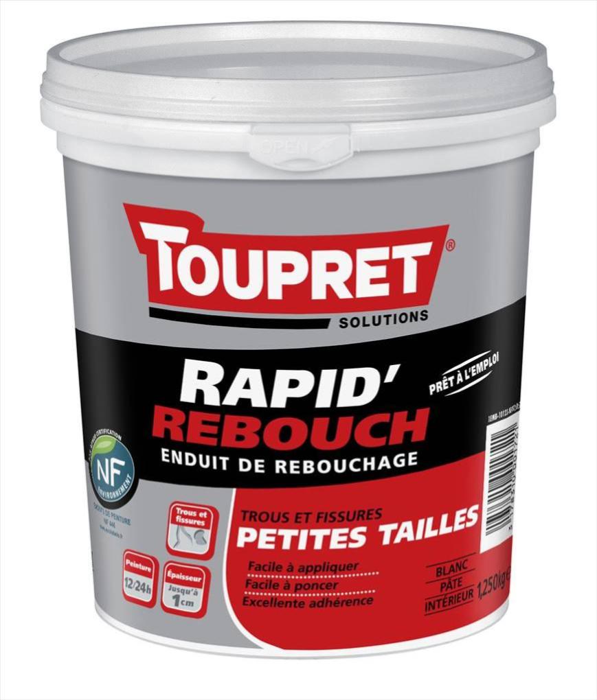 Enduit de rebouchage  TOUPRET Rapid rebouch 1 25 kg en p te 