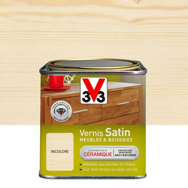 vernis meuble et objet v33 incolore satine 0 75l leroy merlin
