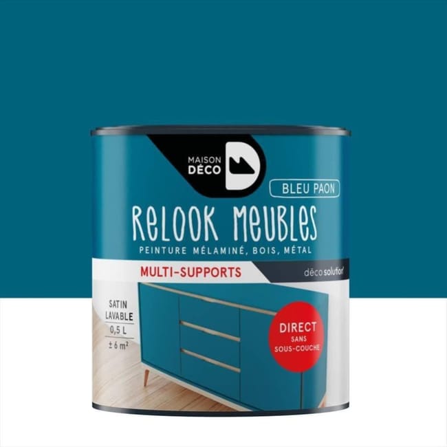 peinture pour meuble relook maison deco bleu paon satine 0 5 l leroy merlin