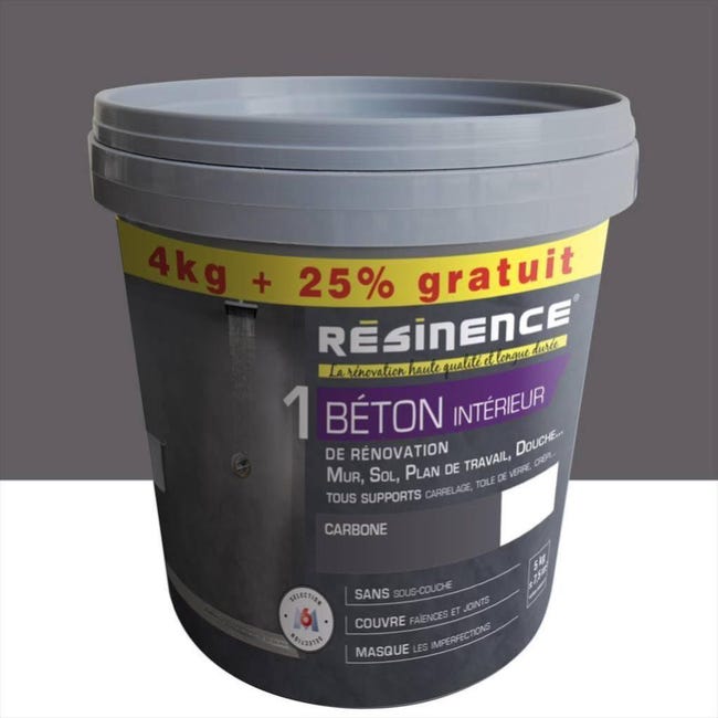 Enduit Beton De Renovation Decoration Resinence Carbone 4 Kg 25 Gratuit Leroy Merlin