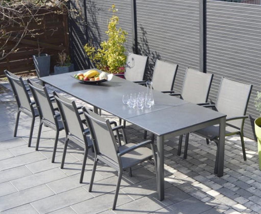 Salon De Jardin Puroplan Ardoise Aluminium Gris Anthracite 10 Personnes Leroy Merlin
