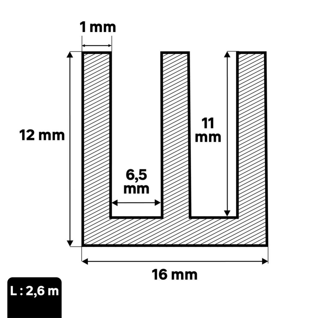 Double U Aluminium Mat Argent L 2 6 M X L 1 6 Cm X H 1 2 Cm Leroy Merlin