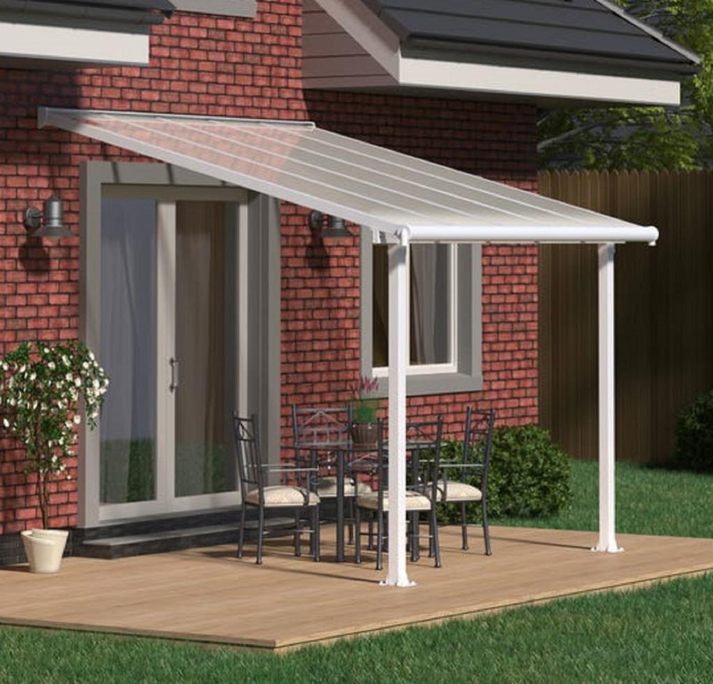 Pergola adossée blanche OLYMPIA 9.1 m², aluminium et polycarbonate ...