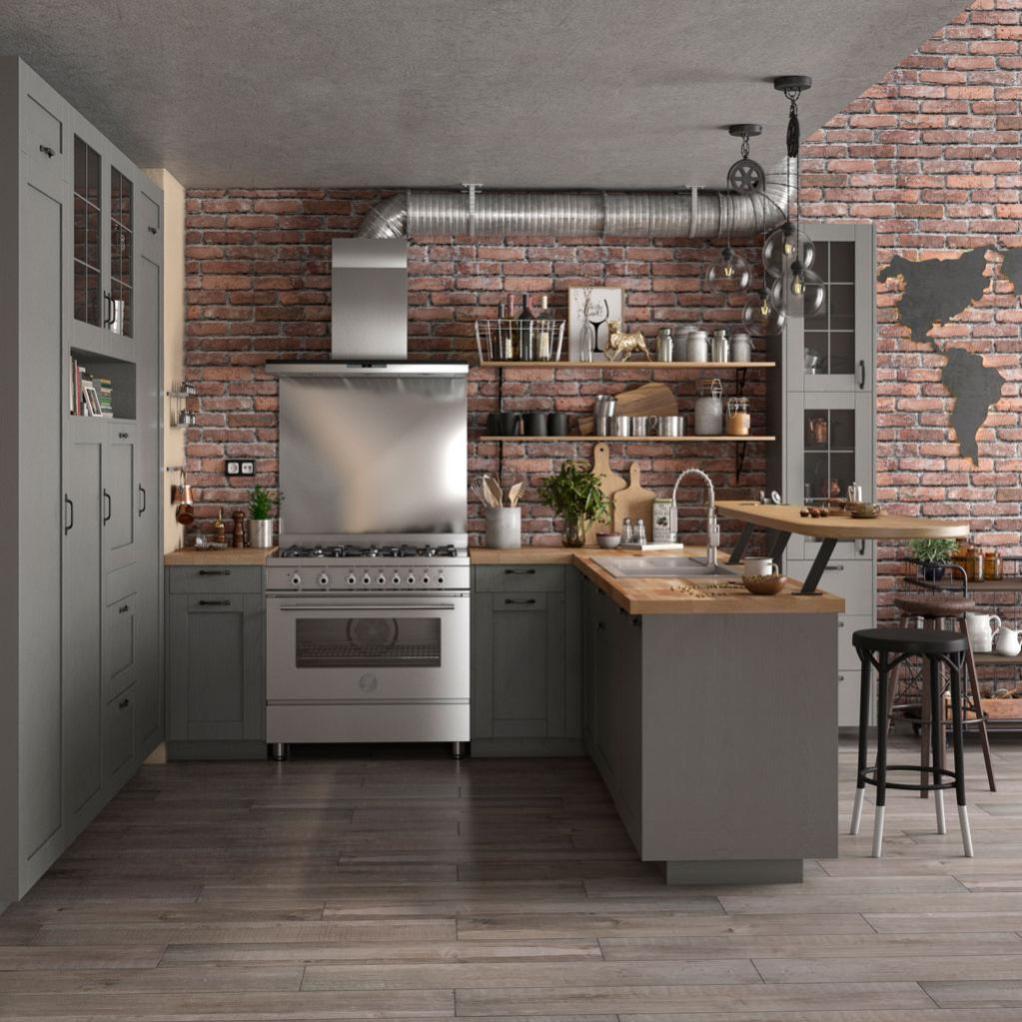 Colonne de cuisine Boston gris, 2 portes et 1 tiroir H215xl60 | Leroy