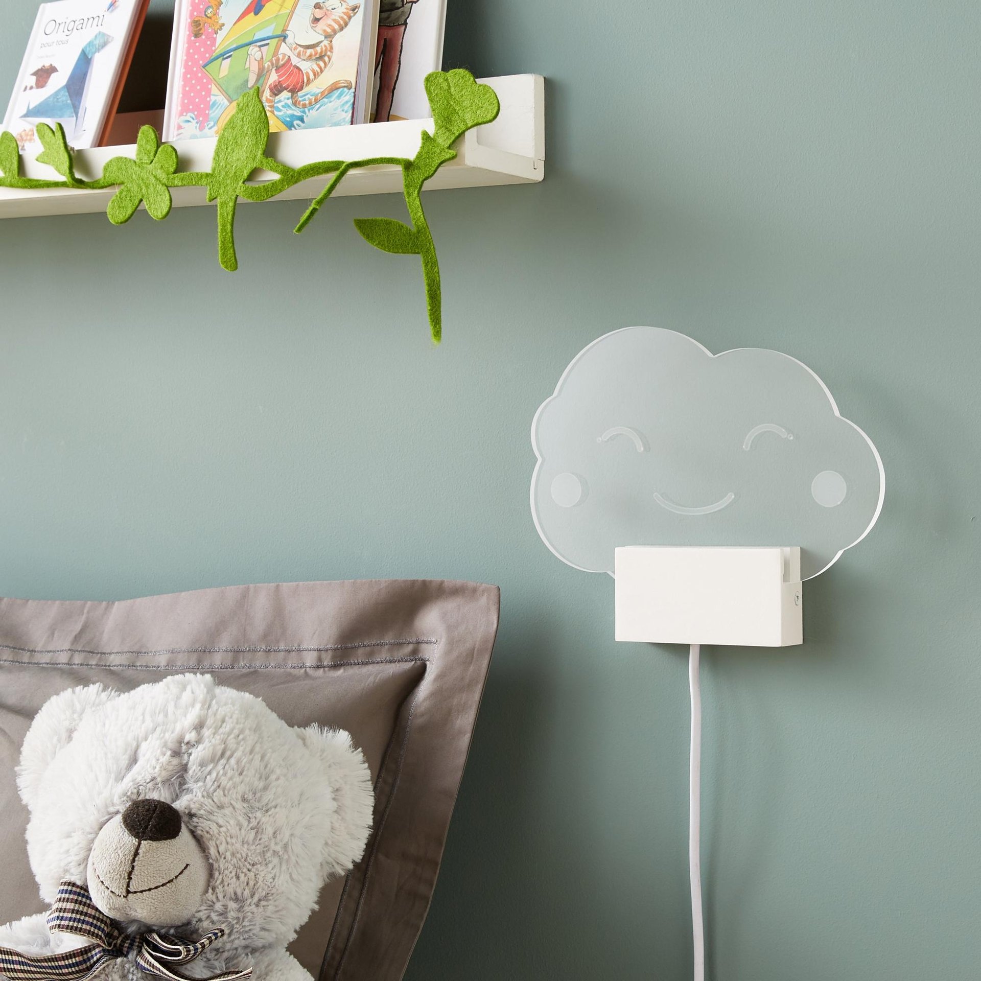 Applique Enfant Acrylique Blanc Led Integree Inspire Nuage