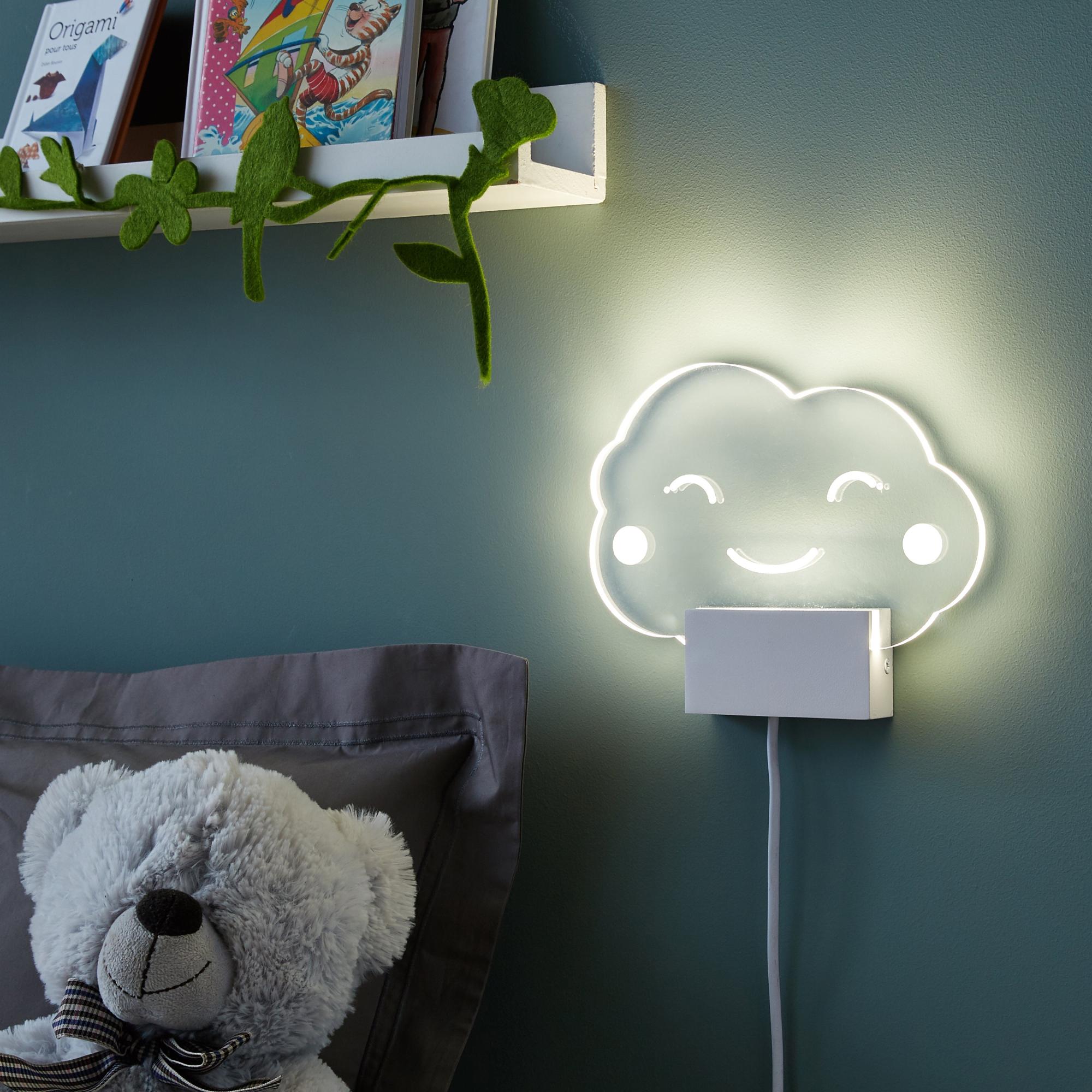 Applique Enfant Acrylique Blanc Led Integree Inspire Nuage