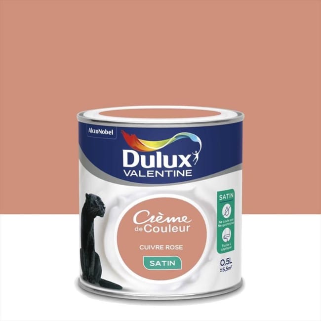 Peinture mur DULUX VALENTINE cuivre rose satiné 0.5 l | Leroy Merlin