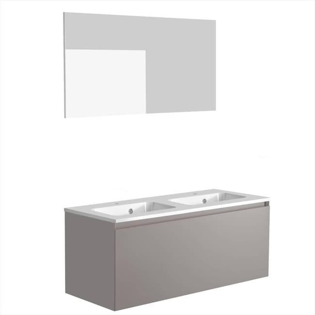 Ensemble De Meuble Vasque Et Miroir L 120 X H 47 2 X P 44 Cm Gris Nordik Leroy Merlin