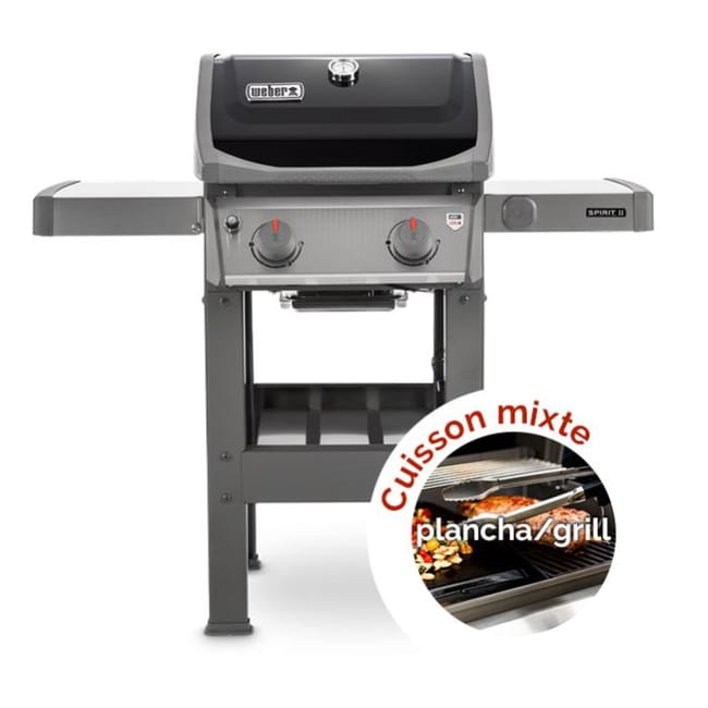 Barbecue À Gaz Weber Spirit 2 E 210 Black + Plancha | Leroy Barbecue à gaz Weber Spirit 2 E 210 Black avec Plancha