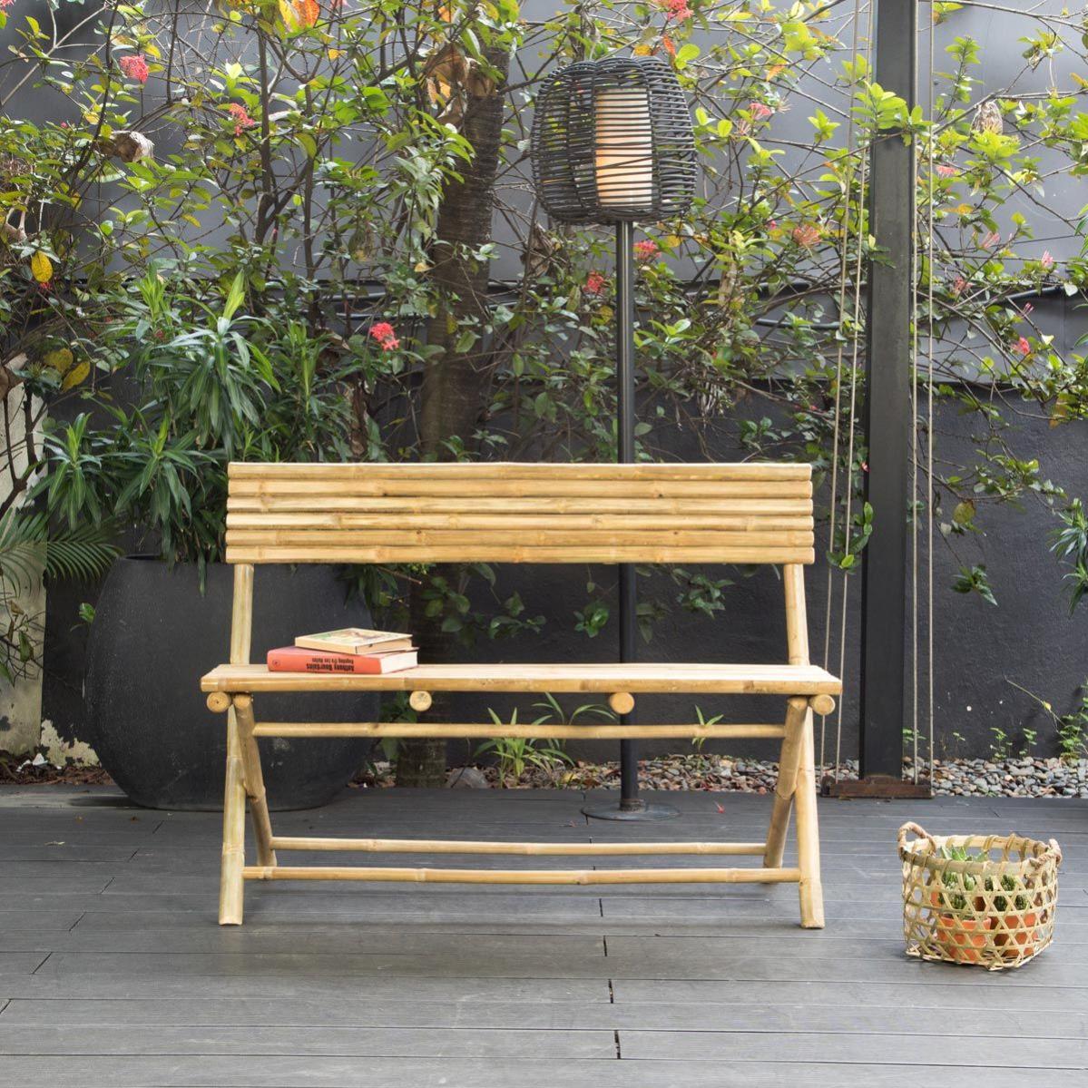 Banc Pliant Avec Dossier Taman Bois Clair Bambou L 120 X P 50 X H 85 Cm Leroy Merlin