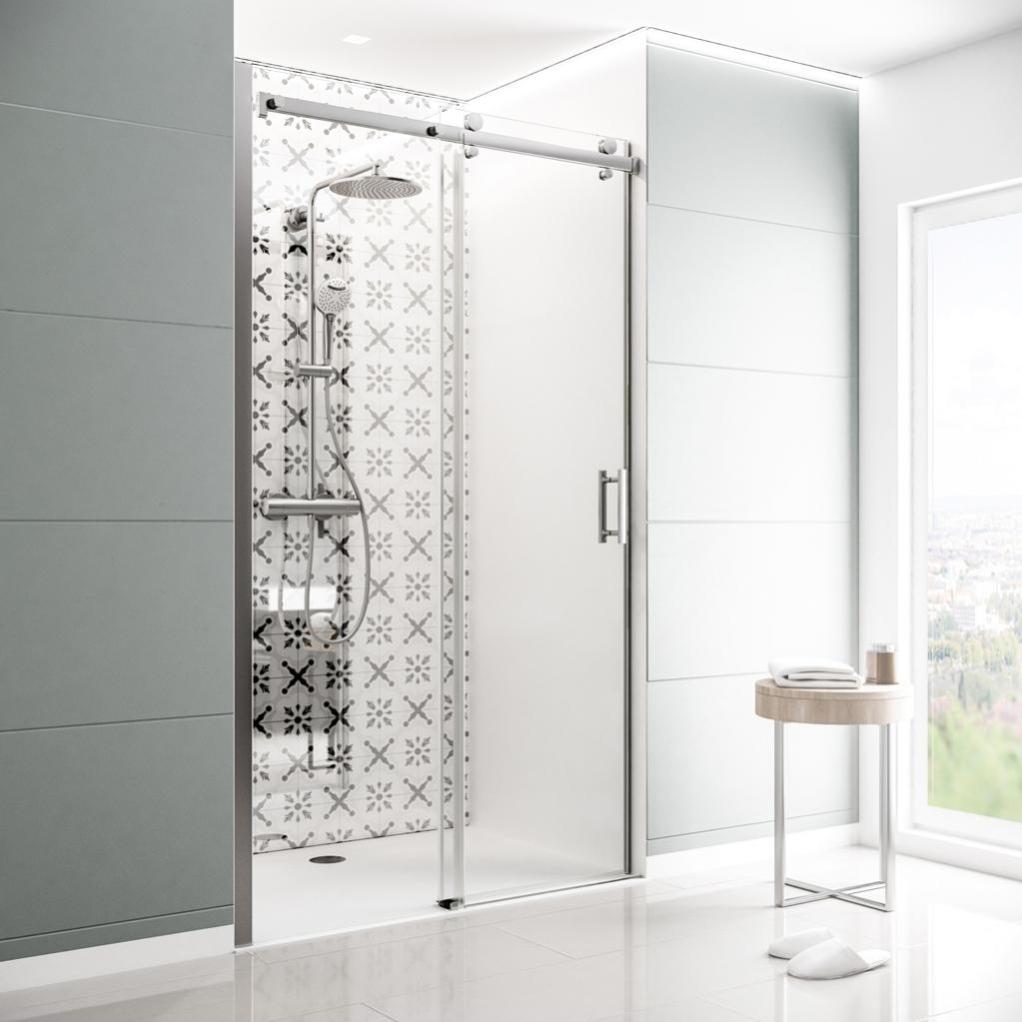 Porte de douche coulissante transparent, chromé 120 cm, Delia Leroy Merlin Porte de douche coulissante transparent, chromé 120 cm, Delia Leroy Merlin