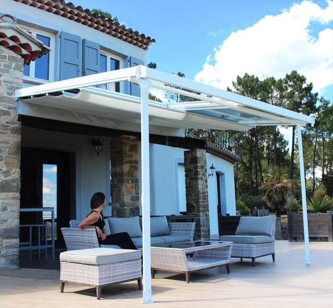 Tonnelle adoss e Odessa aluminium blanche 10 8 m Tonnelle adoss e Odessa aluminium blanche 10 8 m