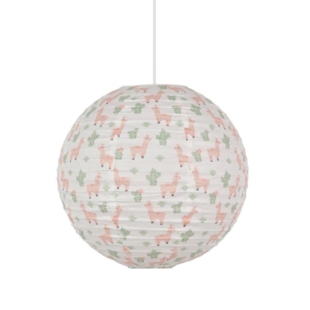 Suspension Papier Blanc Motifs Lama Cactus Corep D 40 Cm Leroy Merlin
