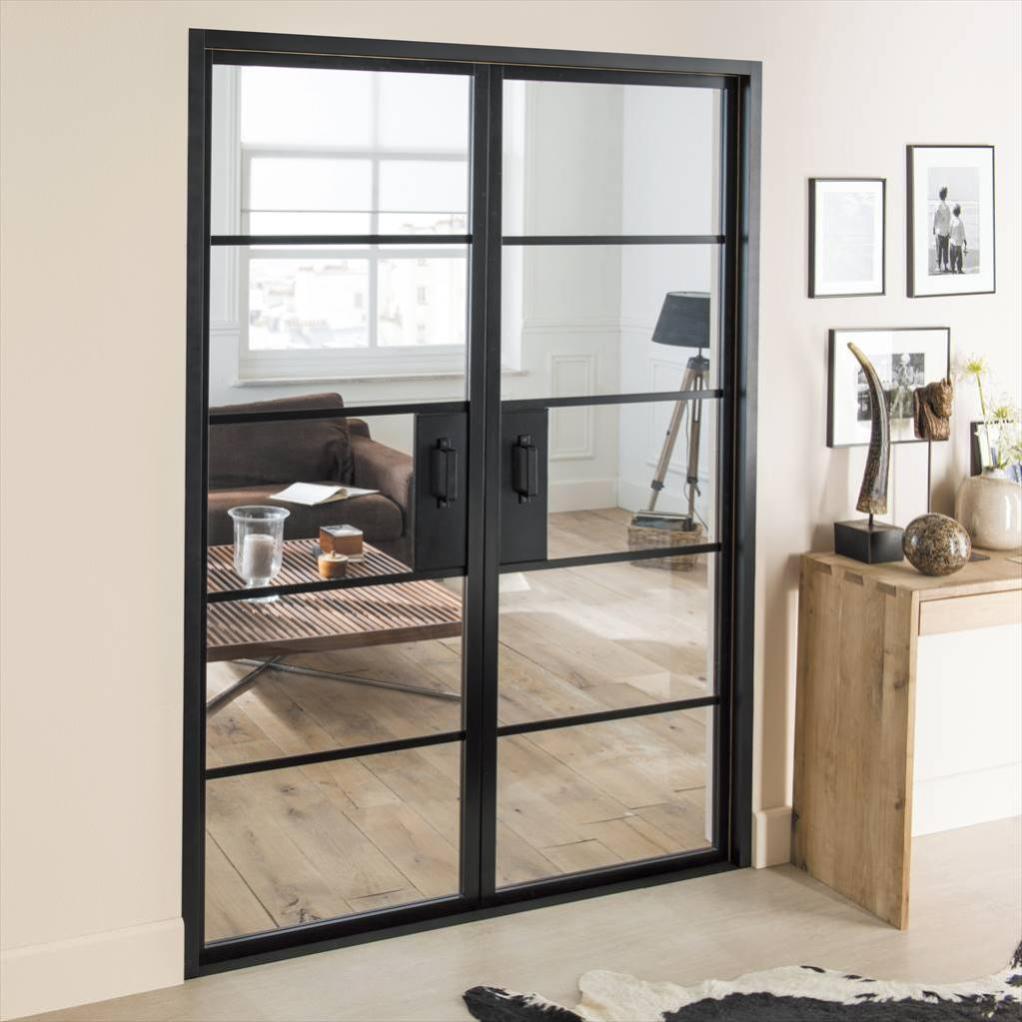 Bloc Porte Vitre Noir H 204 X L 146 Cm Poussant Gauche Leroy Merlin