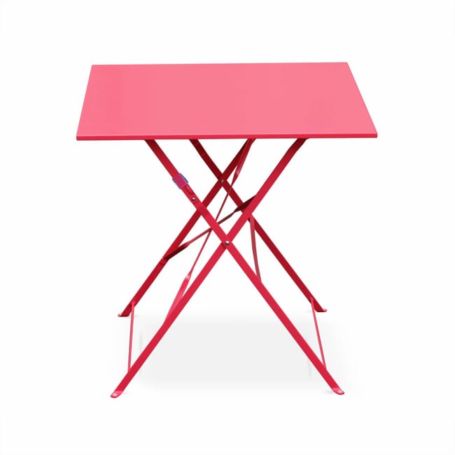 Salon De Jardin Bistrot Pliable Emilia Carre Rouge Framboise
