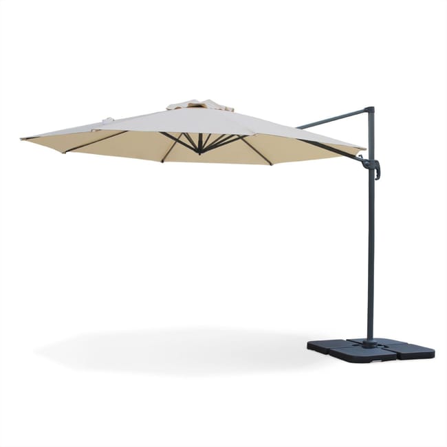 Parasol Déporté Octogonal ø 350cm Biscarosse Beige Parasol Excentré Inclinable Rabattable Et Rotatif à 360 Leroy Merlin