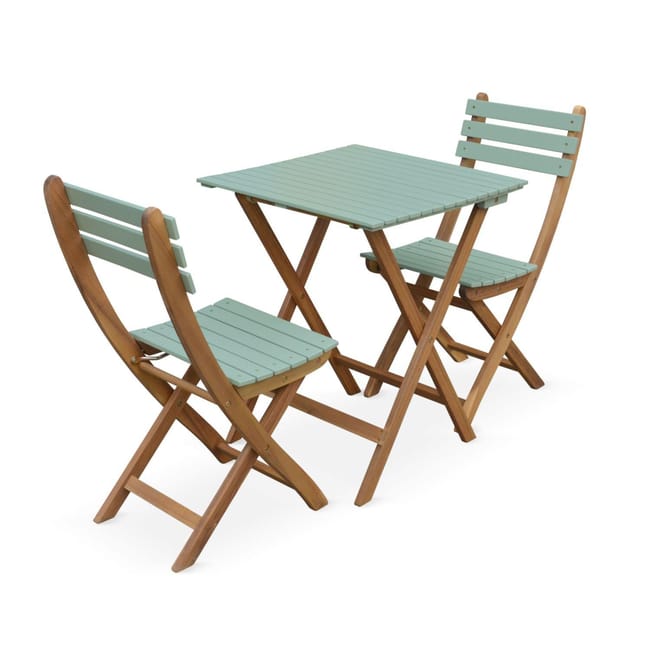 Table De Jardin Bistrot En Bois 60x60cm Barcelona Bois Table bistrot de jardin et 2 chaises pliantes Vert