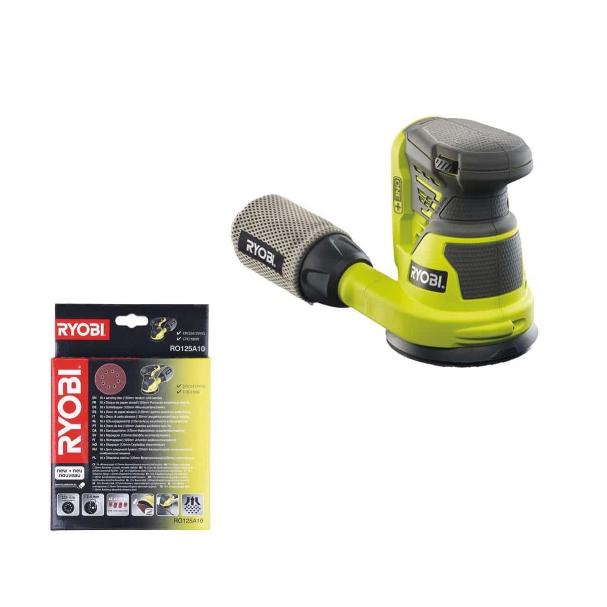 Pack Ryobi Ponceuse Excentrique 18v Oneplus R18ros 0 10 Feuilles Abrasives Diametre 125mm Ro125a10 Leroy Merlin