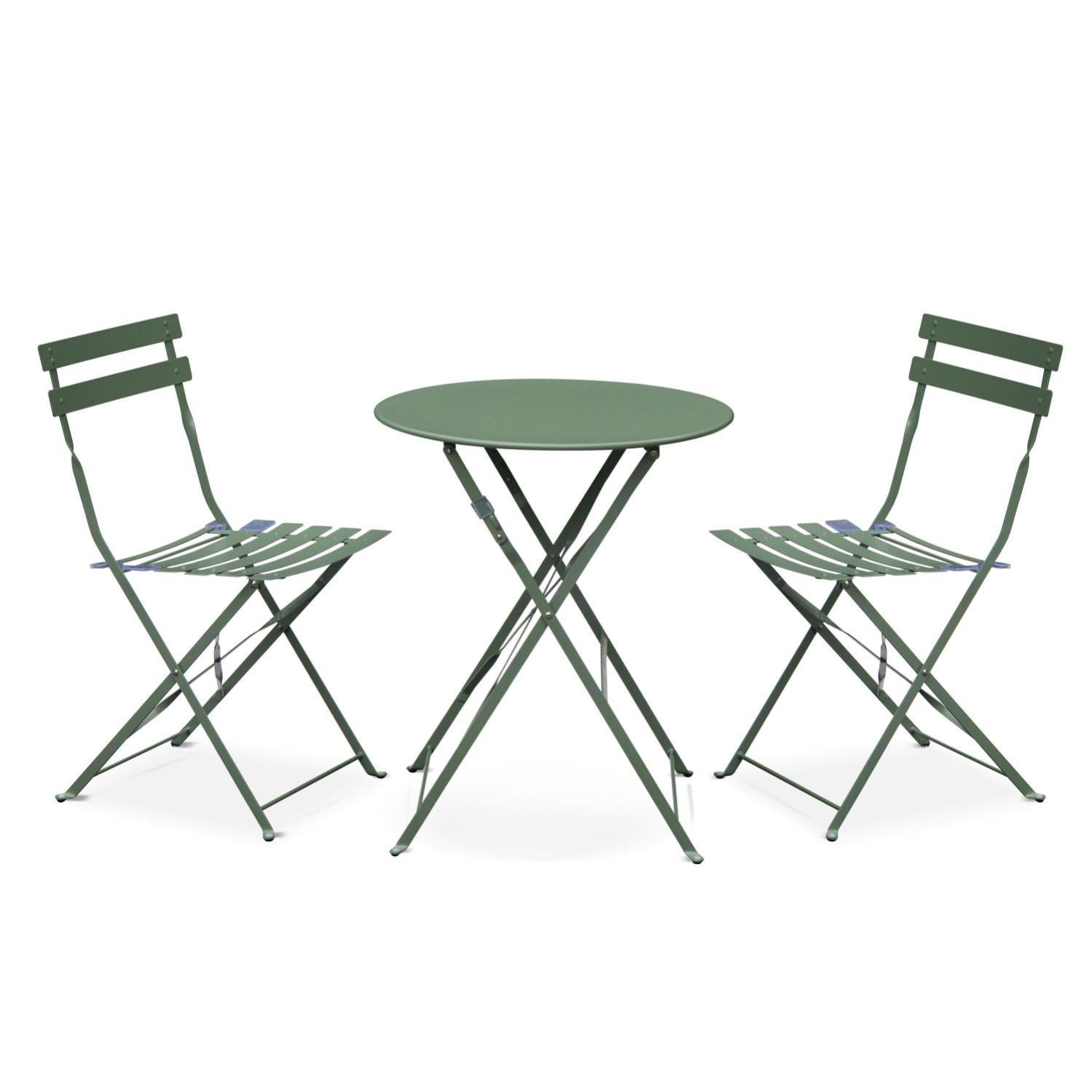 Salon De Jardin Bistrot Pliable  Emilia Rond Vert De Gris  Table