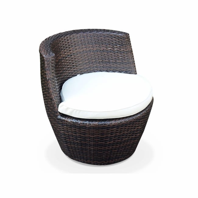Salon De Jardin Encastrable Et Empilable En Resine Tressee Bologna Chocolat Coussin Ecrus 4 Leroy Merlin
