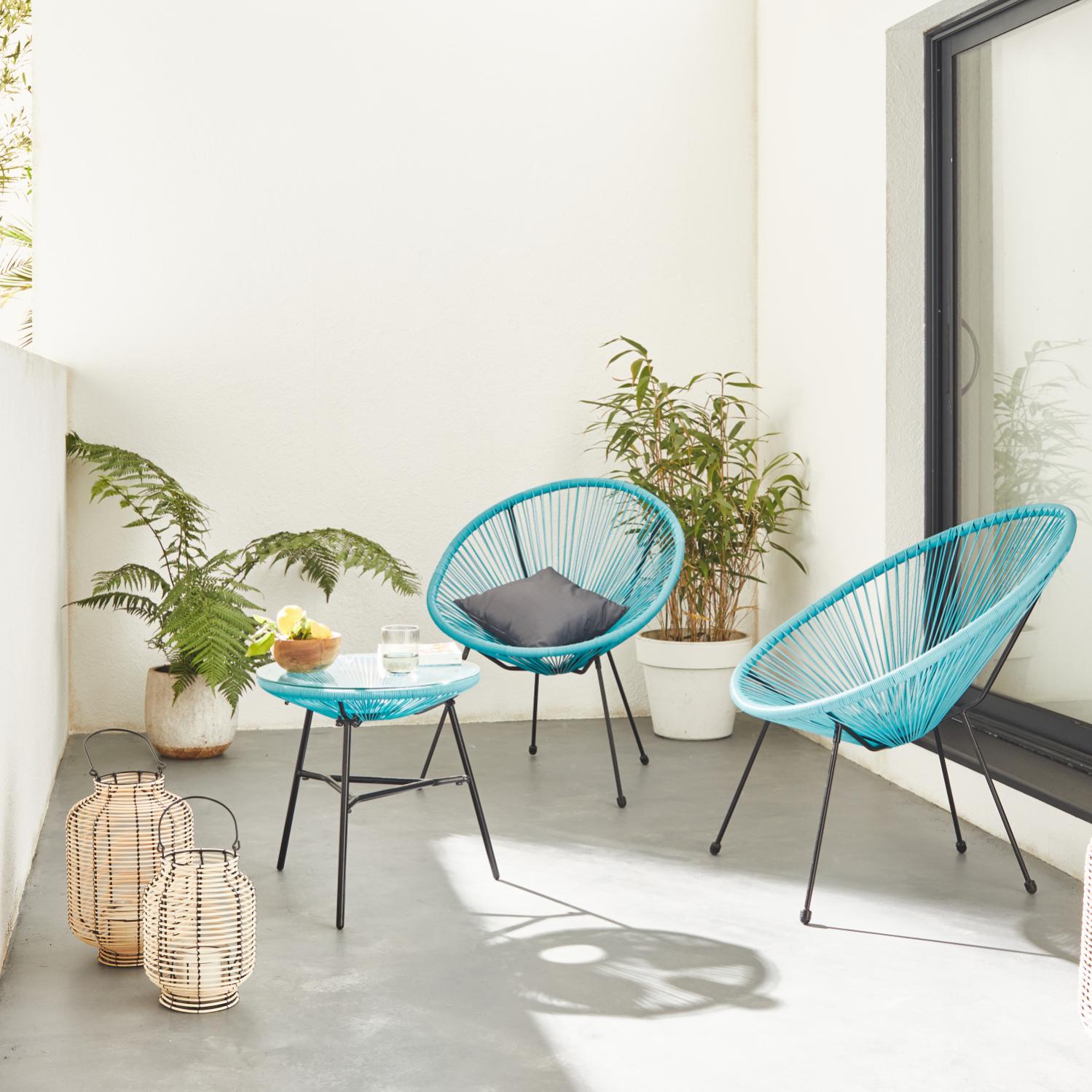 Lot De 2 Fauteuils Acapulco Forme D Oeuf Avec Table D Appoint Turquoise Fauteuils 4 Pieds Design Retro Avec Table Leroy Merlin