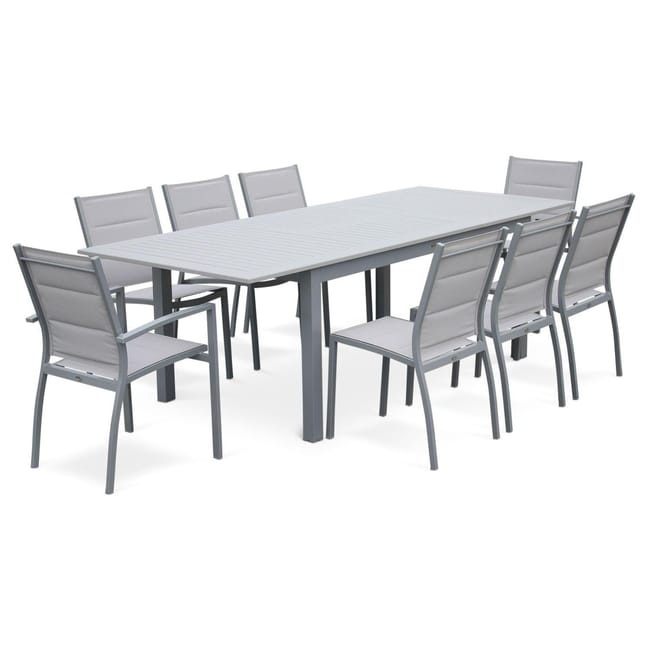 Salon De Jardin Chicago Gris gris Clair Table Salon de jardin Chicago 8 places table à rallonge extensible