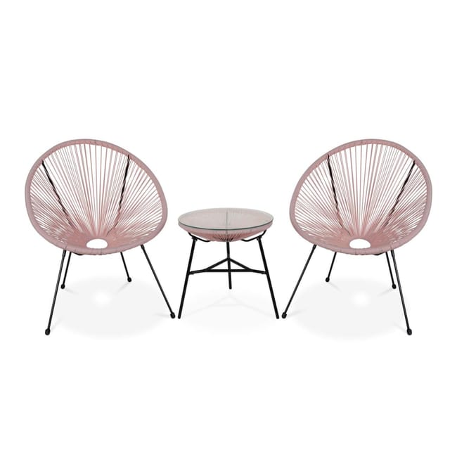 Lot De 2 Fauteuils Acapulco Forme D'oeuf Avec Table D Lot de 2 fauteuils ACAPULCO forme d'oeuf avec table d