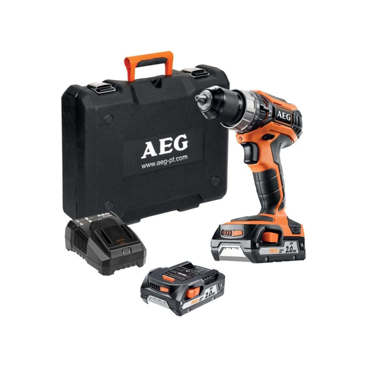 Perceuse Percussion Aeg 18v Pro Lithium 2 Batteries 2 0ah 1 Chargeur Bsb18c2li 202c Leroy Merlin