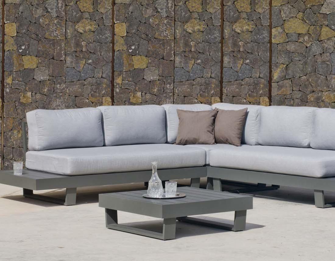 Salon De Jardin En Aluminium Canape D Angle Anastacia Hevea Leroy Merlin