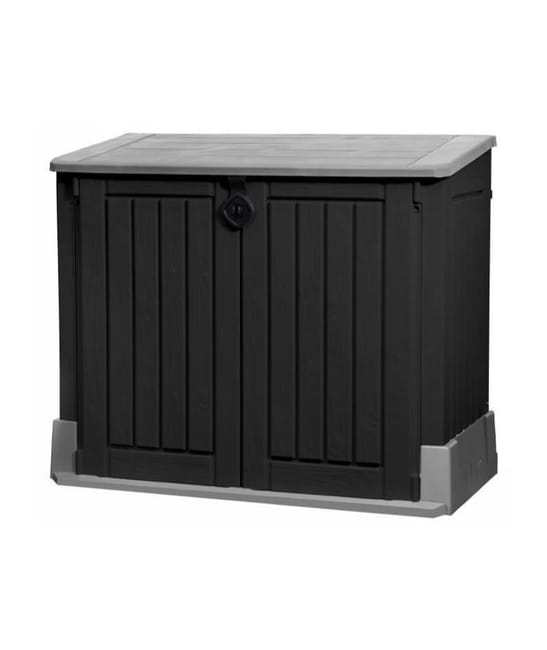 Keter Coffre De Rangement Exterieur Multifonctions En Resine 845 L 130x74x110 Cm Gris Et Noir Leroy Merlin