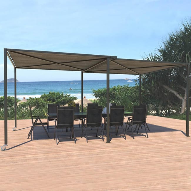 Gibara Pergola  Coulissante Avec Roues 5 5x2 5m  Gris  Gibara Pergola  Coulissante Avec Roues 5 5x2 5m  Gris
